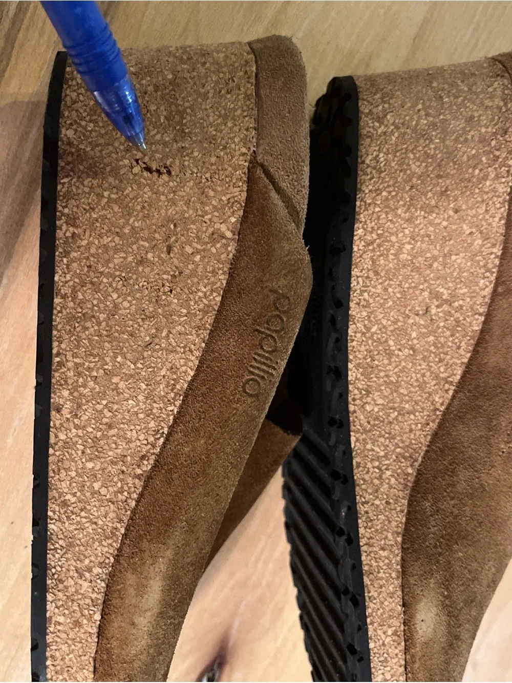 Birkenstock Papillo Suede Brown Cork Wedge Slip On Mules Sandals 40/9